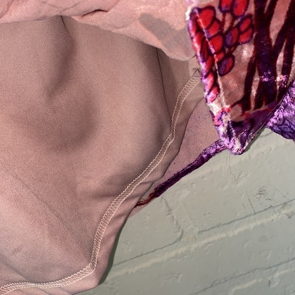 Ivy Jane velvet burnout blouse mock neck smocked chest and wrist hem - Picture 6 of 10